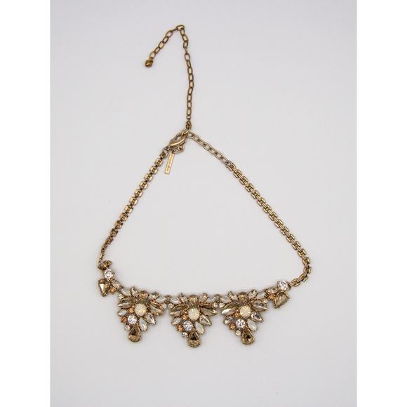 Mythologie Statement Necklace Crystal Rhinestone Cluster Bridal Jewelry Gold Ton - Picture 1 of 2